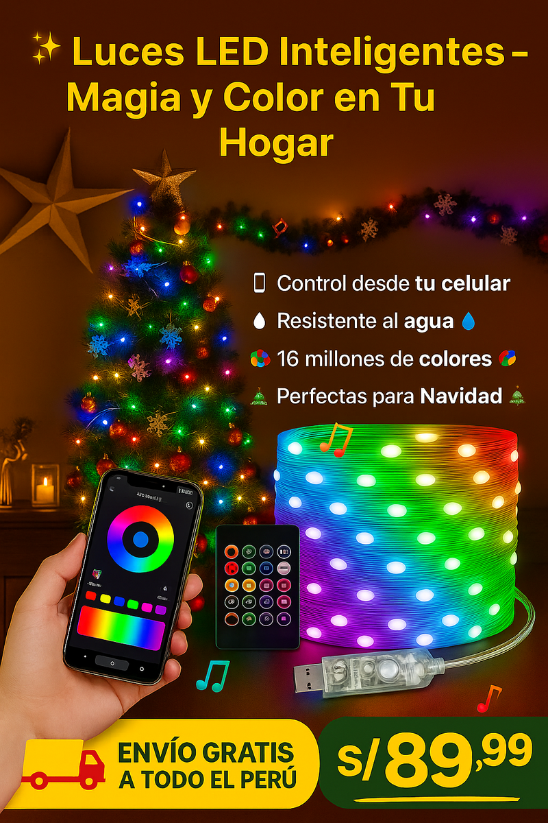 🎇 Guirnalda de Luces LED Smart de 10 metros – Crea un ambiente mágico en casa ✨
